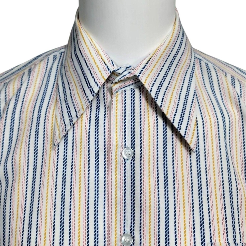 Vintage Manhattan Torque Penthouse Collection Striped Short Sleeve Shirt Mens 16
